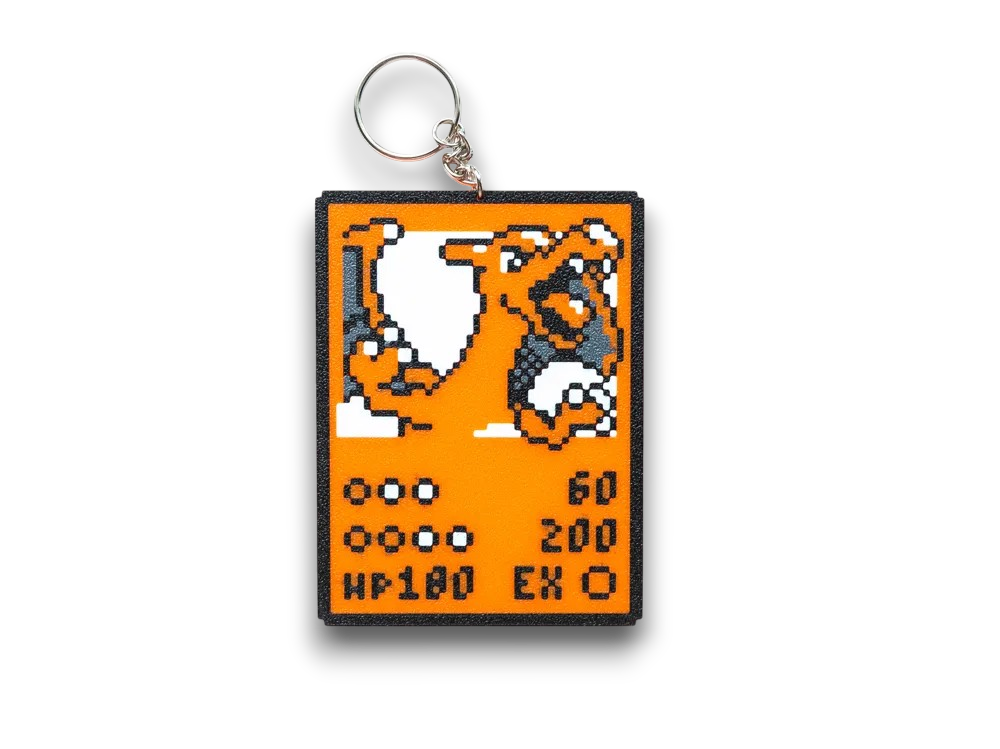 Porte-clé carte Pokémon pixel – Pikachu, Dracaufeu, Mewtwo | Rétro Game Boy