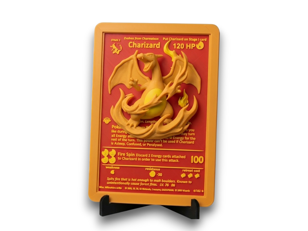 Carte Pokémon 3D Dracaufeu – Cadre relief